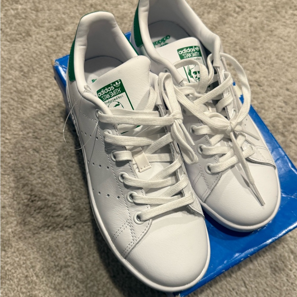 Adidas Kids White and Green Sneakers